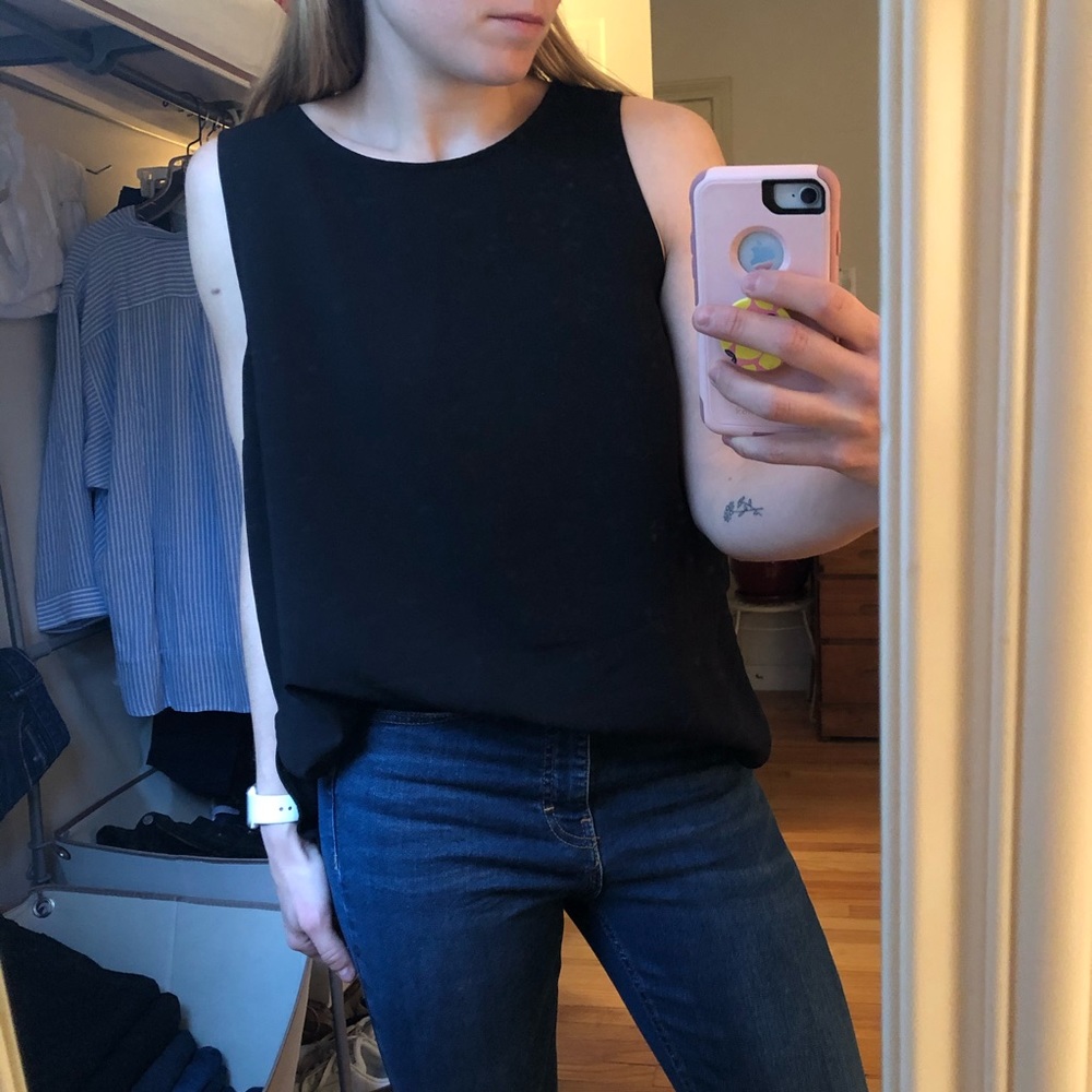 Forever 21 Large Black Chiffon Tank Blouse